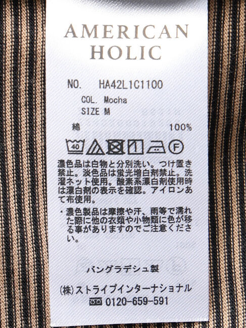 AMERICAN HOLIC「刺繍ロゴボーダープルオーバー」|Tシャツ・カットソー|