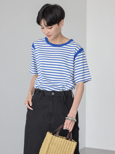 AMERICAN HOLIC「バイカラーボーダーカットプルオーバー」|Tシャツ・カットソー|ボーダーブルー