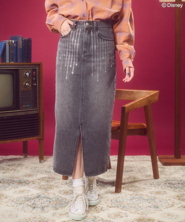 AMERICAN HOLIC「ラインストーンデニムスカート/Disney」|タイト|