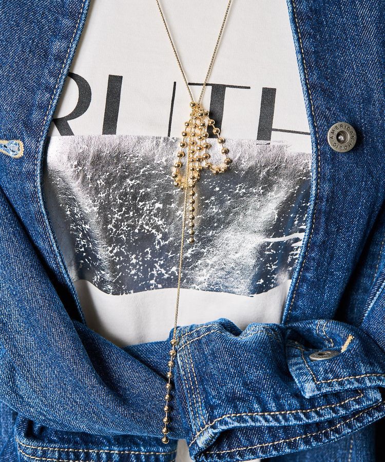 AMERICAN HOLIC「ボールチェーンリボンネックレス」|ネックレス|Gold