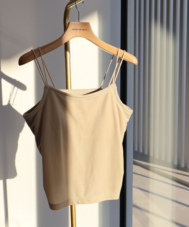 AMERICAN HOLIC「カップ付き ベロアショートキャミソール」|インナー|Ecru