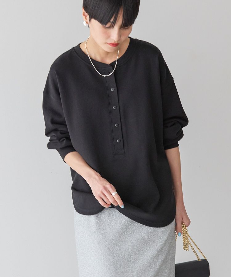 AMERICAN HOLIC「ヘンリーネックラウンドミニ裏毛プルオーバー」|スウェット・ジャージ|Black