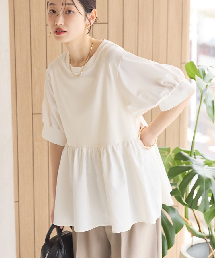 AMERICAN HOLIC「異素材切替ペプラムプルオーバー」|Tシャツ・カットソー|