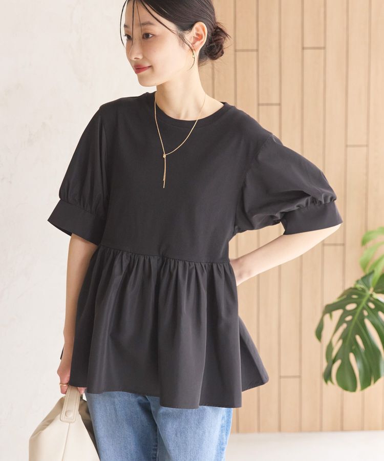 AMERICAN HOLIC「異素材切替ペプラムプルオーバー」|Tシャツ・カットソー|