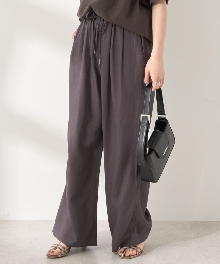 AMERICAN HOLIC「接触冷感リネンブレンドタックワイドパンツ」|その他|Charcoal Gray