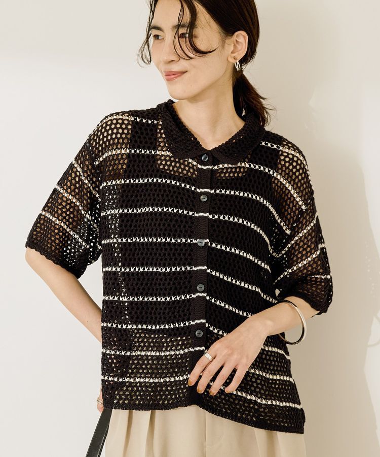 AMERICAN HOLIC「透かし編み襟付きニットカーディガン」|カーディガン|