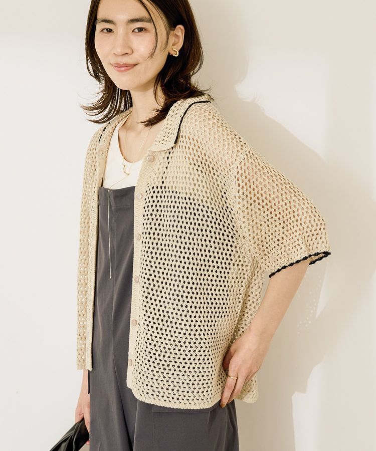 AMERICAN HOLIC「透かし編み襟付きニットカーディガン」|カーディガン|