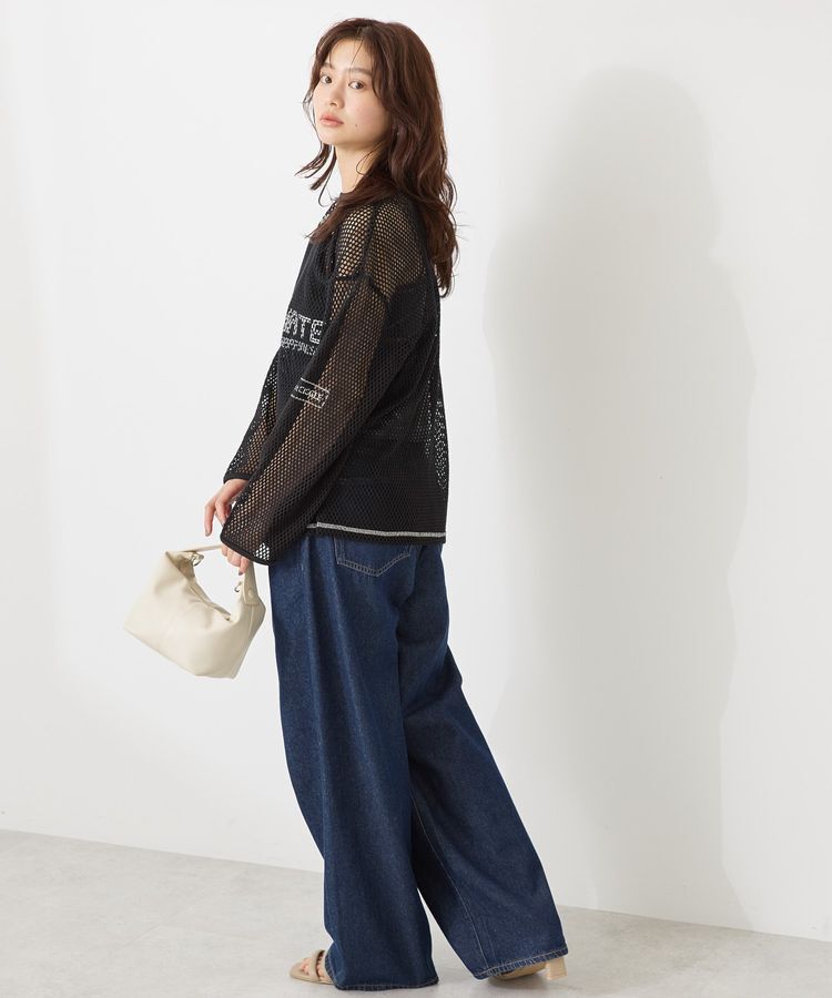 AMERICAN HOLIC「【WEB限定】ランダムロゴメッシュロングTシャツ/チュニック」|Tシャツ・カットソー|