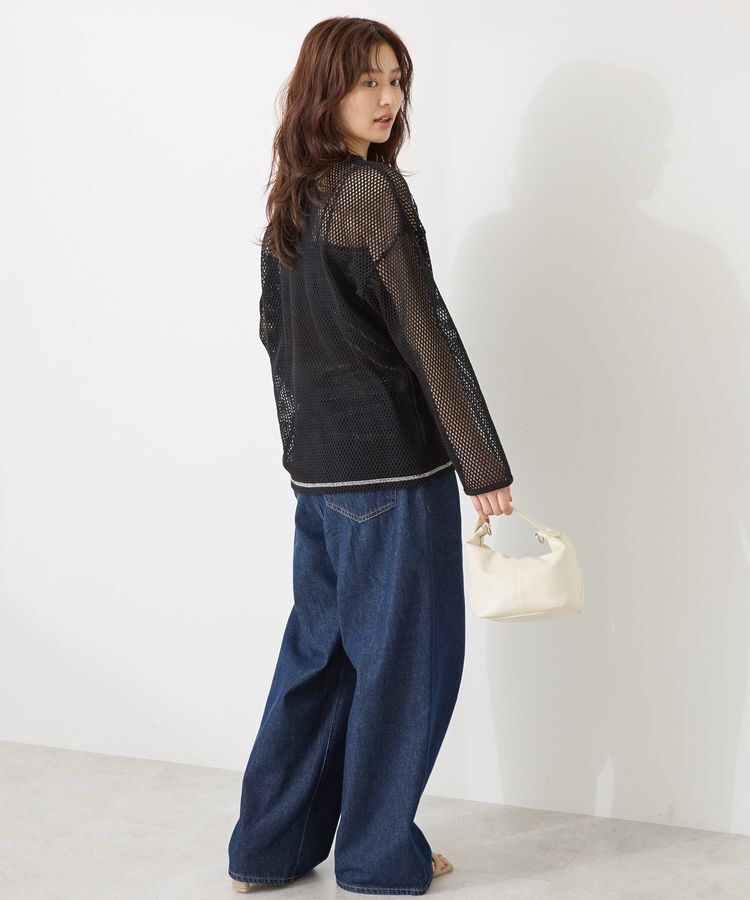 AMERICAN HOLIC「【WEB限定】ランダムロゴメッシュロングTシャツ/チュニック」|Tシャツ・カットソー|