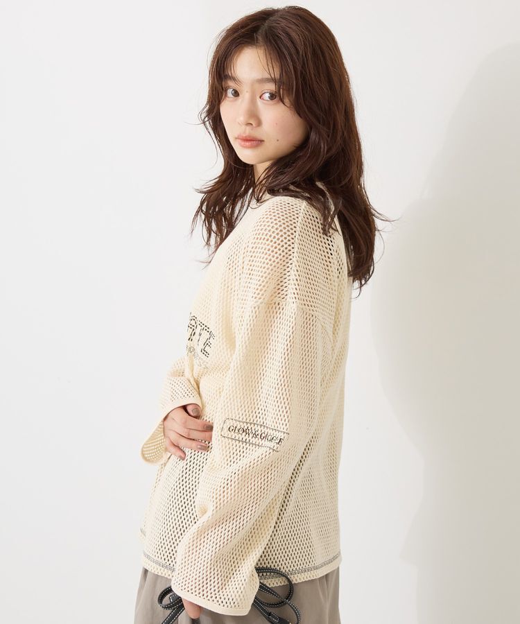 AMERICAN HOLIC「【WEB限定】ランダムロゴメッシュロングTシャツ/チュニック」|Tシャツ・カットソー|