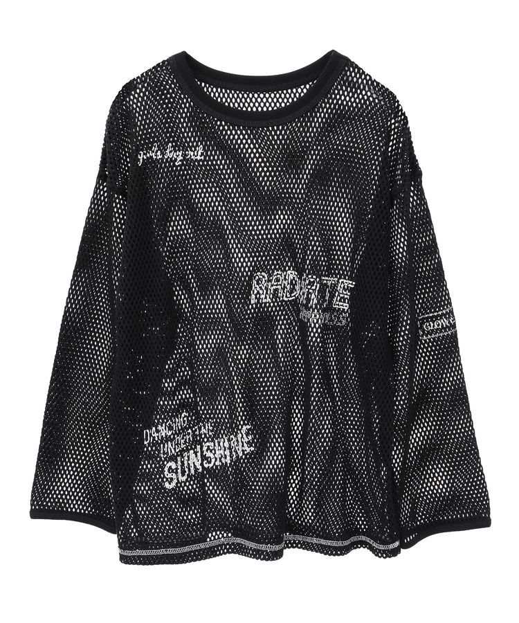 AMERICAN HOLIC「【WEB限定】ランダムロゴメッシュロングTシャツ/チュニック」|Tシャツ・カットソー|