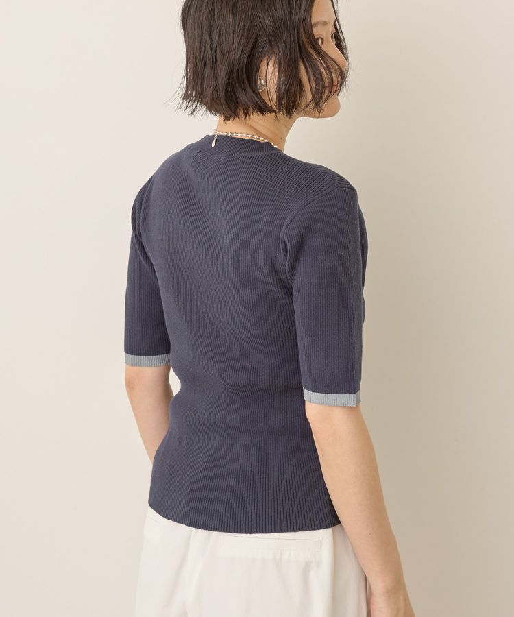 AMERICAN HOLIC「袖口バイカラー半袖ニットプルオーバー」|ニット・セーター|