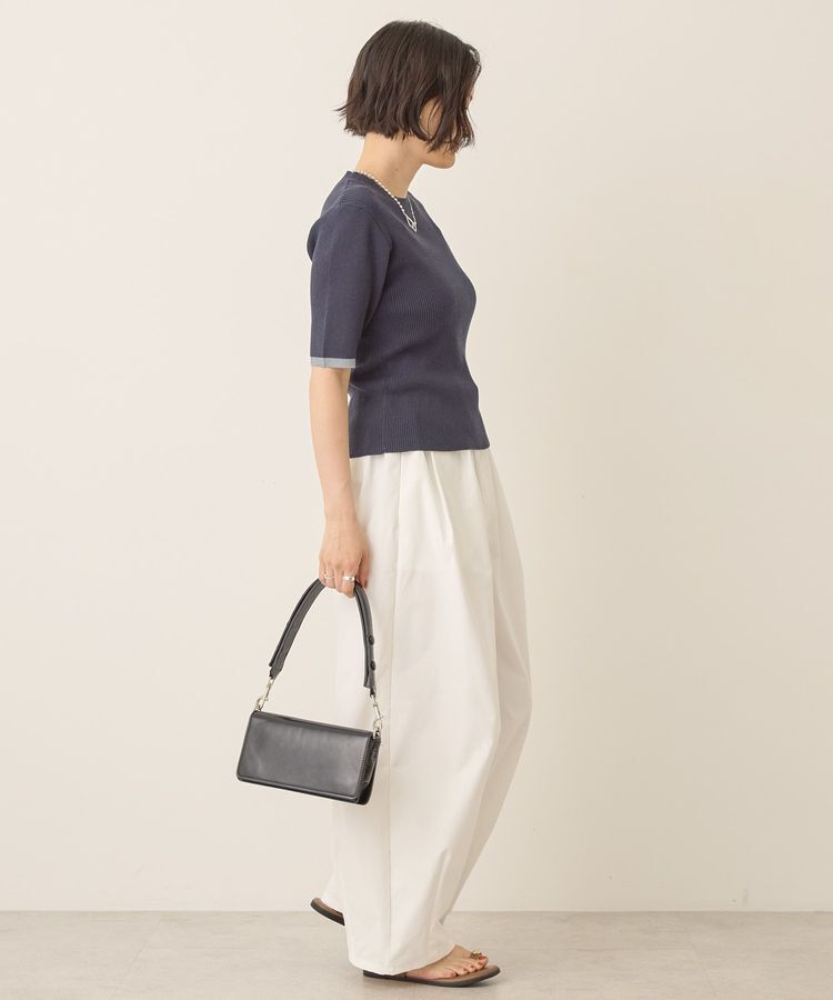 AMERICAN HOLIC「袖口バイカラー半袖ニットプルオーバー」|ニット・セーター|