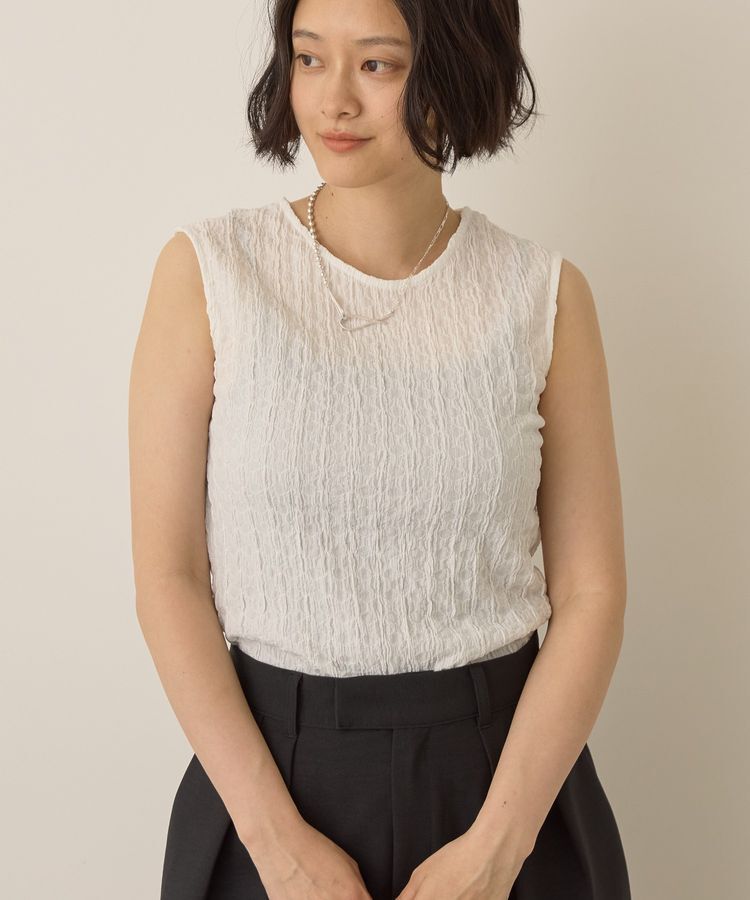 AMERICAN HOLIC「フクレジャガードノースリーブトップス」|Tシャツ・カットソー|Off White