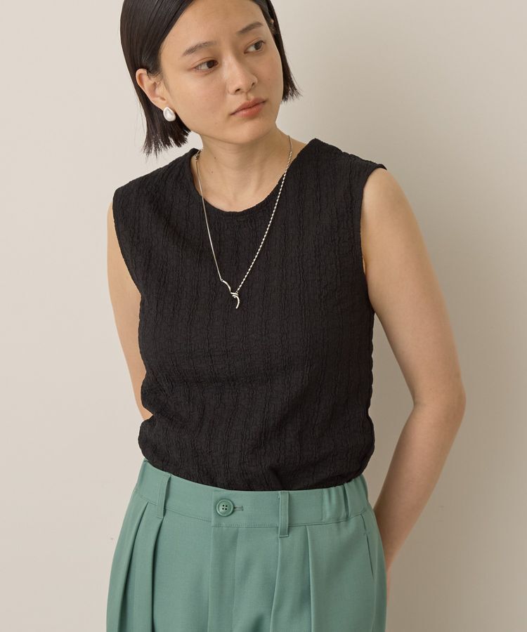 AMERICAN HOLIC「フクレジャガードノースリーブトップス」|Tシャツ・カットソー|Black