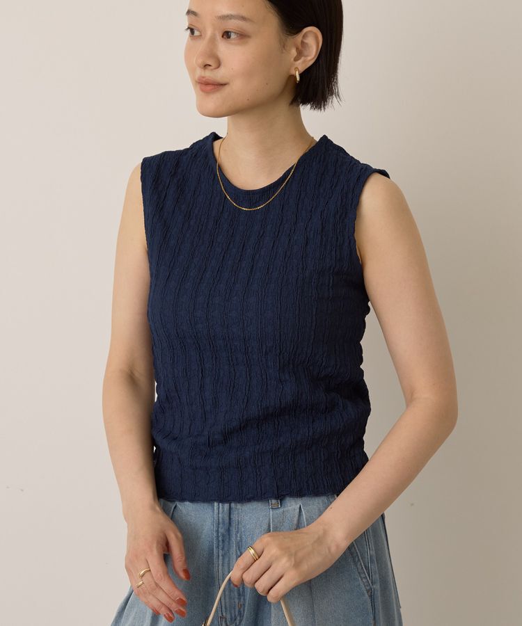 AMERICAN HOLIC「フクレジャガードノースリーブトップス」|Tシャツ・カットソー|Navy