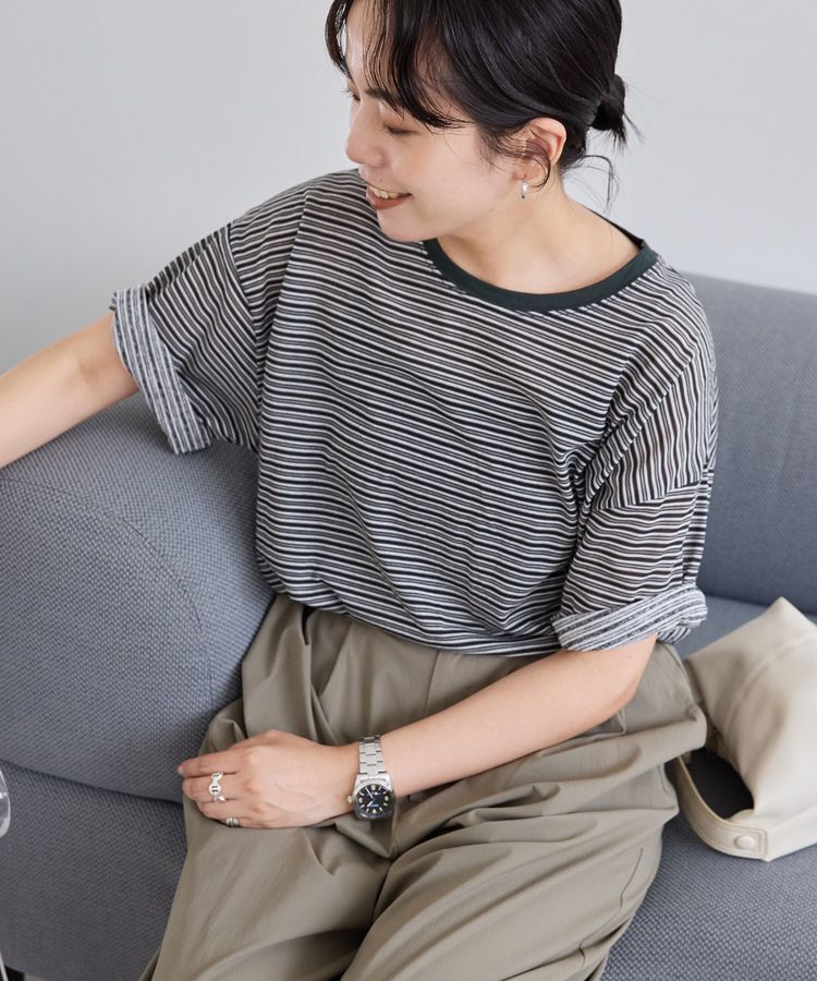 AMERICAN HOLIC「シアーレトロボーダー半袖プルオーバー」|Tシャツ・カットソー|