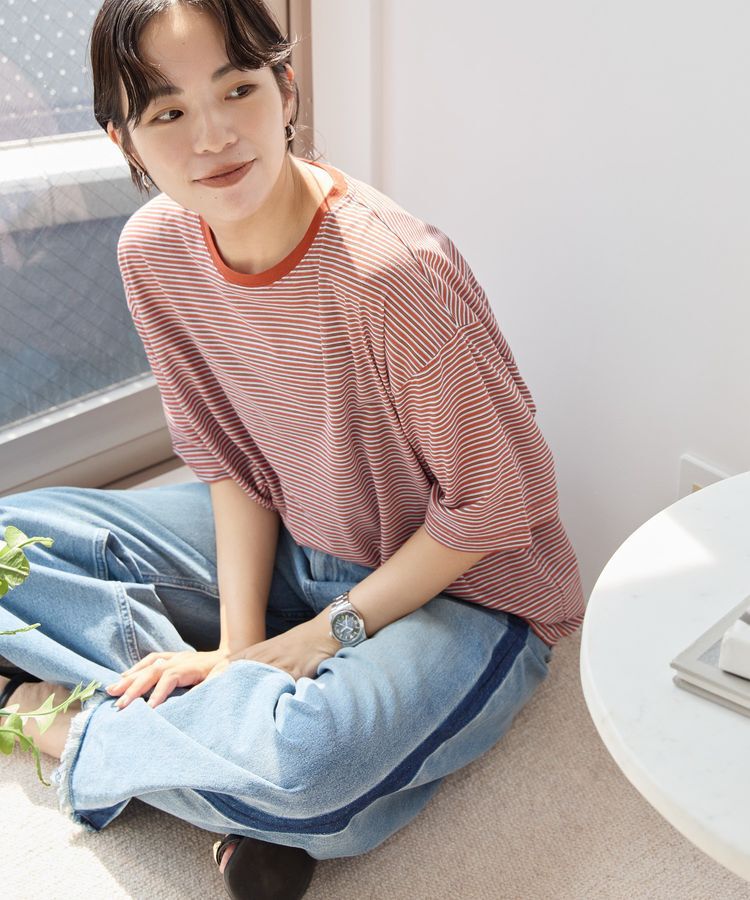 AMERICAN HOLIC「シアーレトロボーダー半袖プルオーバー」|Tシャツ・カットソー|Terracotta