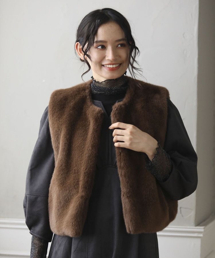 Green Parks「・ELENCARE DUE フォックス調ファーベスト」|ベスト・ジレ|