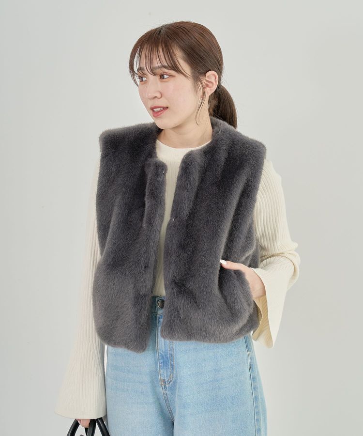 Green Parks「・ELENCARE DUE フォックス調ファーベスト」|ベスト・ジレ|