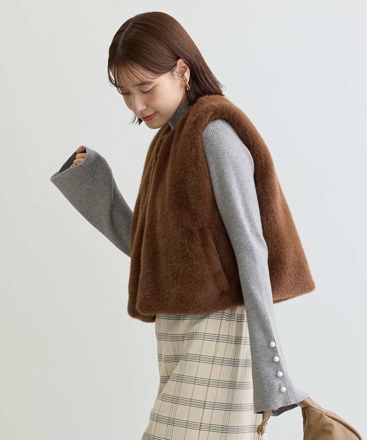 Green Parks「・ELENCARE DUE フォックス調ファーベスト」|ベスト・ジレ|