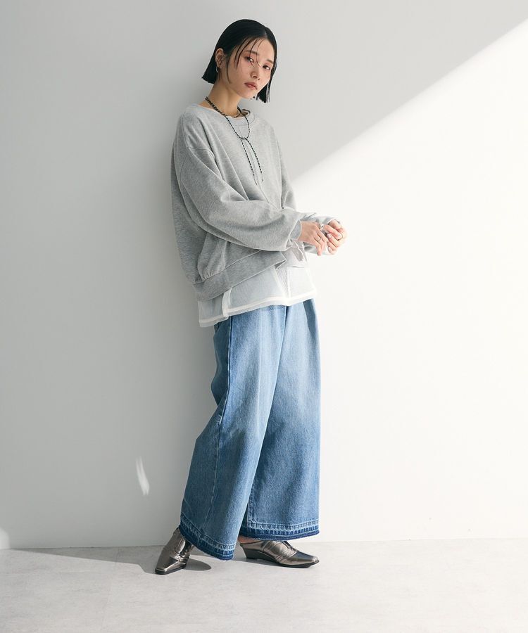 Green Parks「ショート丈ラメ裏毛ボートネックプルオーバー」|Tシャツ・カットソー|