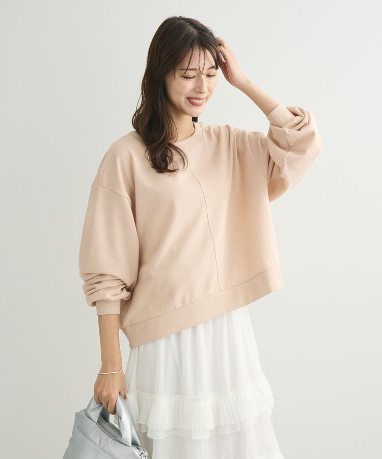 Green Parks「ショート丈ラメ裏毛ボートネックプルオーバー」|Tシャツ・カットソー|Orange