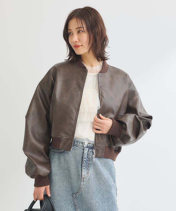 Green Parks「・ELENCARE DUE 合皮MA-1ブルゾン」|ブルゾン・スタジャン|