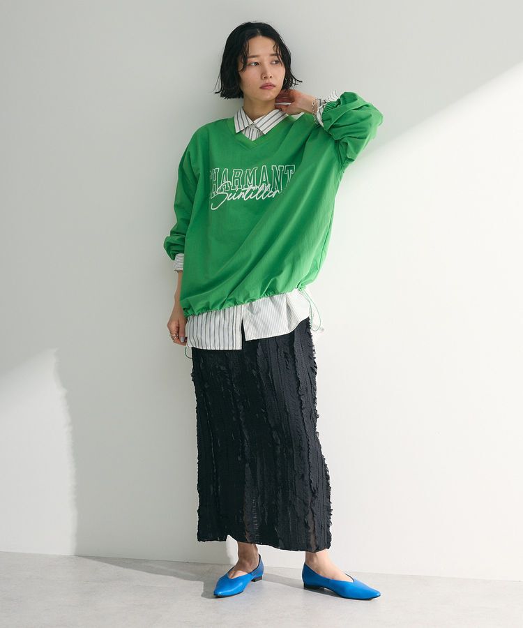 Green Parks「ナイロンロゴVネックプルオーバー」|スウェット・ジャージ|