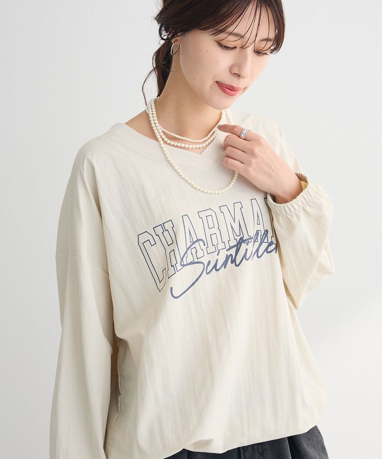 Green Parks「ナイロンロゴVネックプルオーバー」|スウェット・ジャージ|