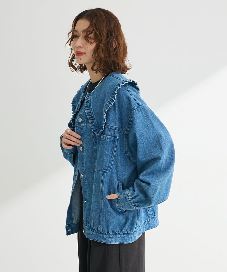 Green Parks「・DOUBLE FLAGS フリルカラーGジャン」|テーラードジャケット|