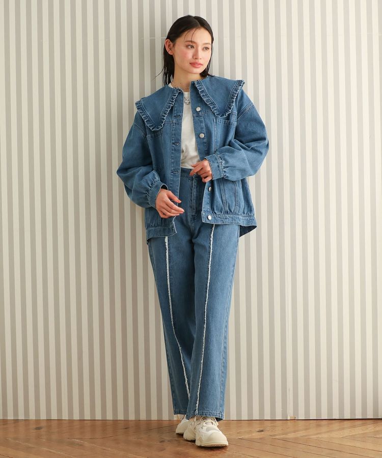 Green Parks「・DOUBLE FLAGS フリルカラーGジャン」|テーラードジャケット|