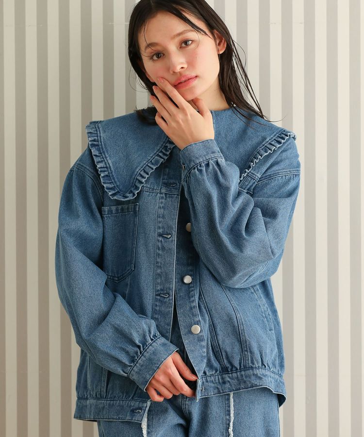 Green Parks「・DOUBLE FLAGS フリルカラーGジャン」|テーラードジャケット|