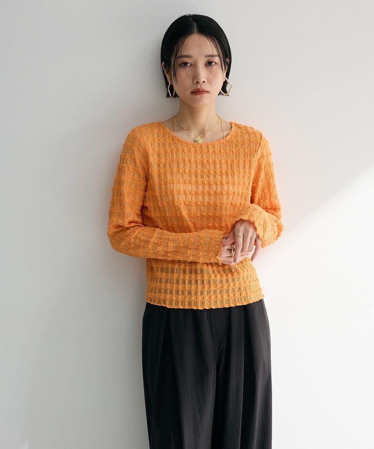 Green Parks「クロップドボートネック表面感プルオーバー」|Tシャツ・カットソー|