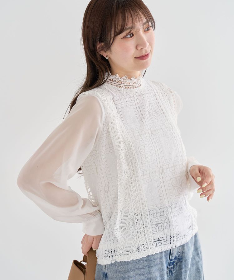 Green Parks「・Petit Fleur イロイロレースブラウス」|シャツ・ブラウス|Off White