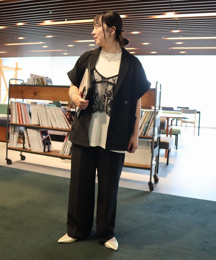 Green Parks「麻調合繊フレンチスリーブジャケット」|テーラードジャケット|