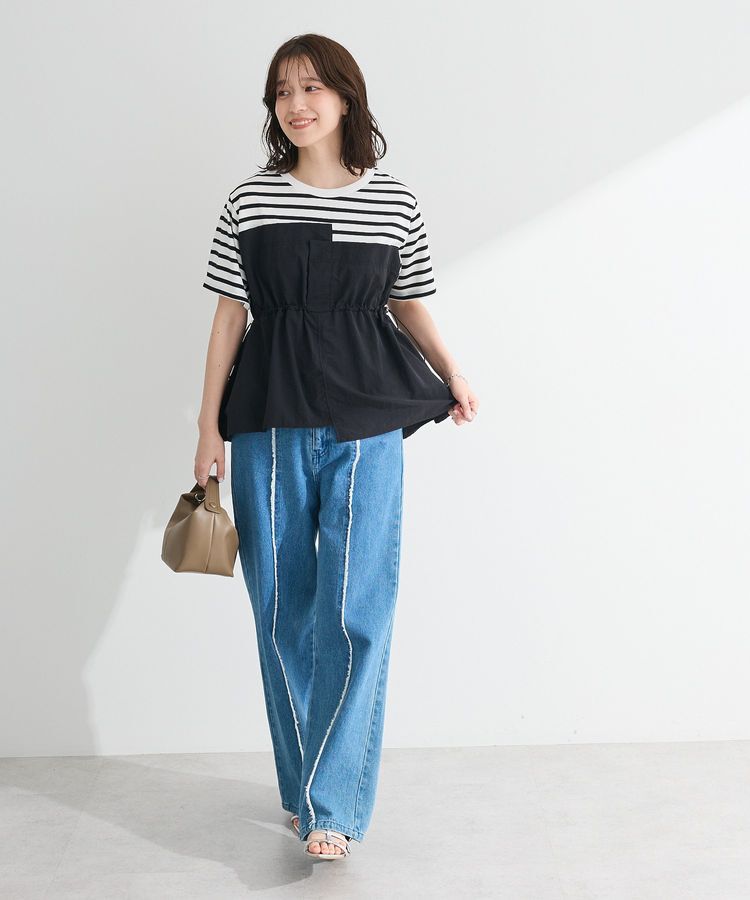 Green Parks「ビスチェドッキングドロスト5分袖プルオーバー」|Tシャツ・カットソー|