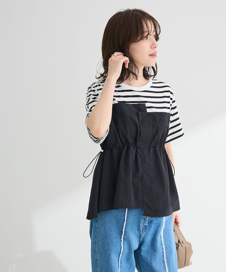 Green Parks「ビスチェドッキングドロスト5分袖プルオーバー」|Tシャツ・カットソー|