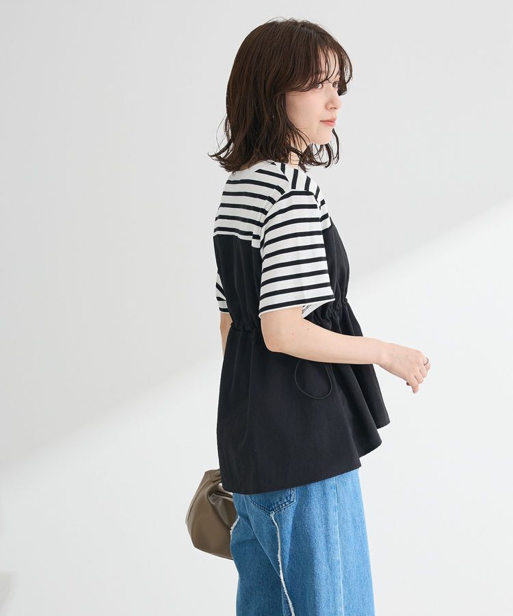 Green Parks「ビスチェドッキングドロスト5分袖プルオーバー」|Tシャツ・カットソー|