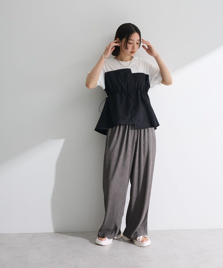 Green Parks「ビスチェドッキングドロスト5分袖プルオーバー」|Tシャツ・カットソー|