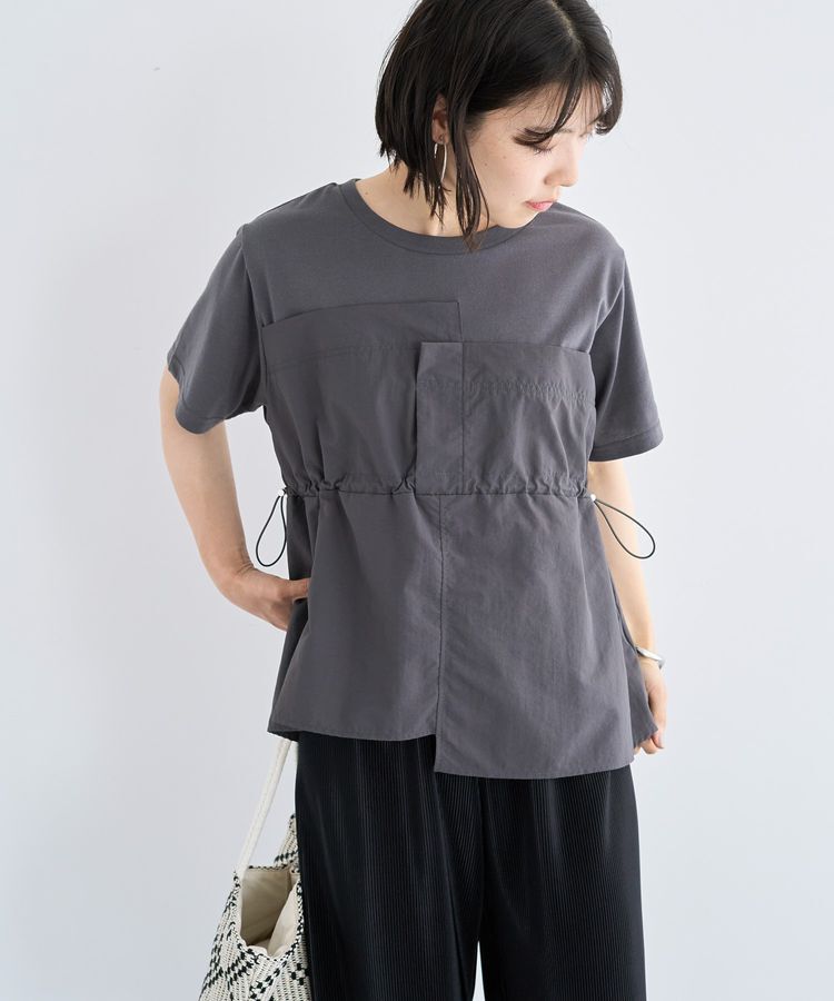 Green Parks「ビスチェドッキングドロスト5分袖プルオーバー」|Tシャツ・カットソー|