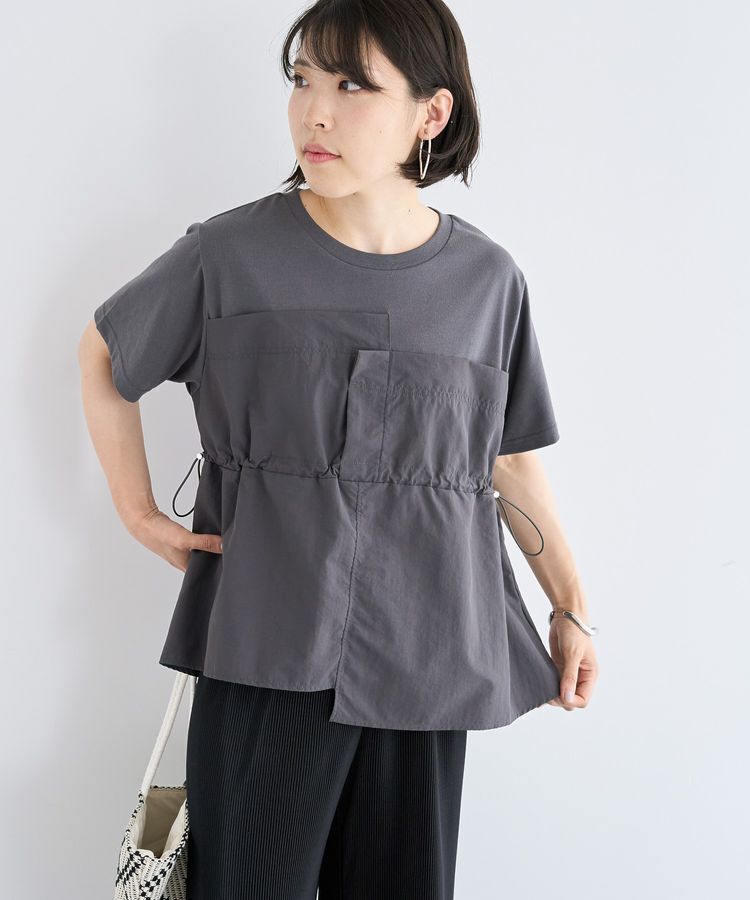 Green Parks「ビスチェドッキングドロスト5分袖プルオーバー」|Tシャツ・カットソー|