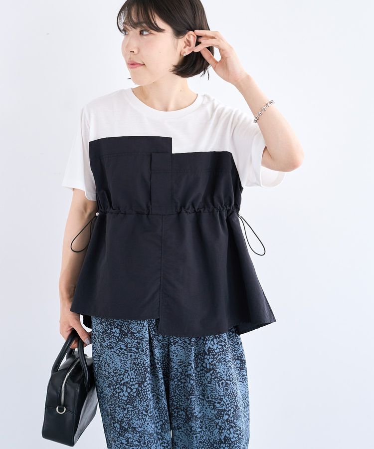 Green Parks「ビスチェドッキングドロスト5分袖プルオーバー」|Tシャツ・カットソー|