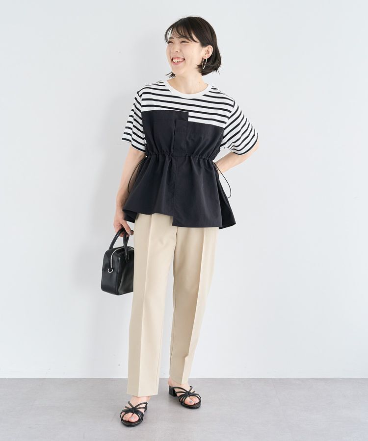 Green Parks「ビスチェドッキングドロスト5分袖プルオーバー」|Tシャツ・カットソー|