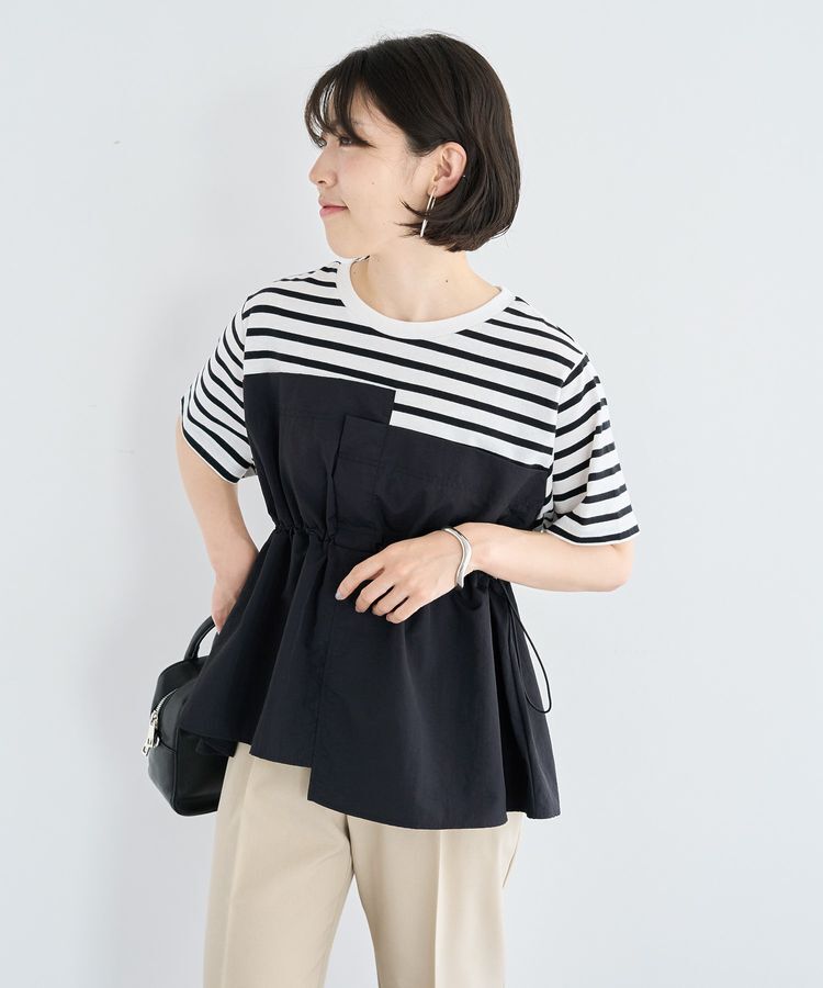 Green Parks「ビスチェドッキングドロスト5分袖プルオーバー」|Tシャツ・カットソー|