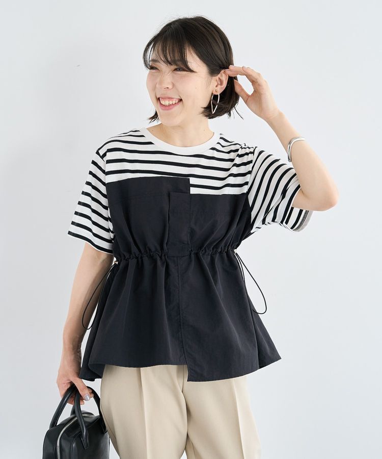 Green Parks「ビスチェドッキングドロスト5分袖プルオーバー」|Tシャツ・カットソー|