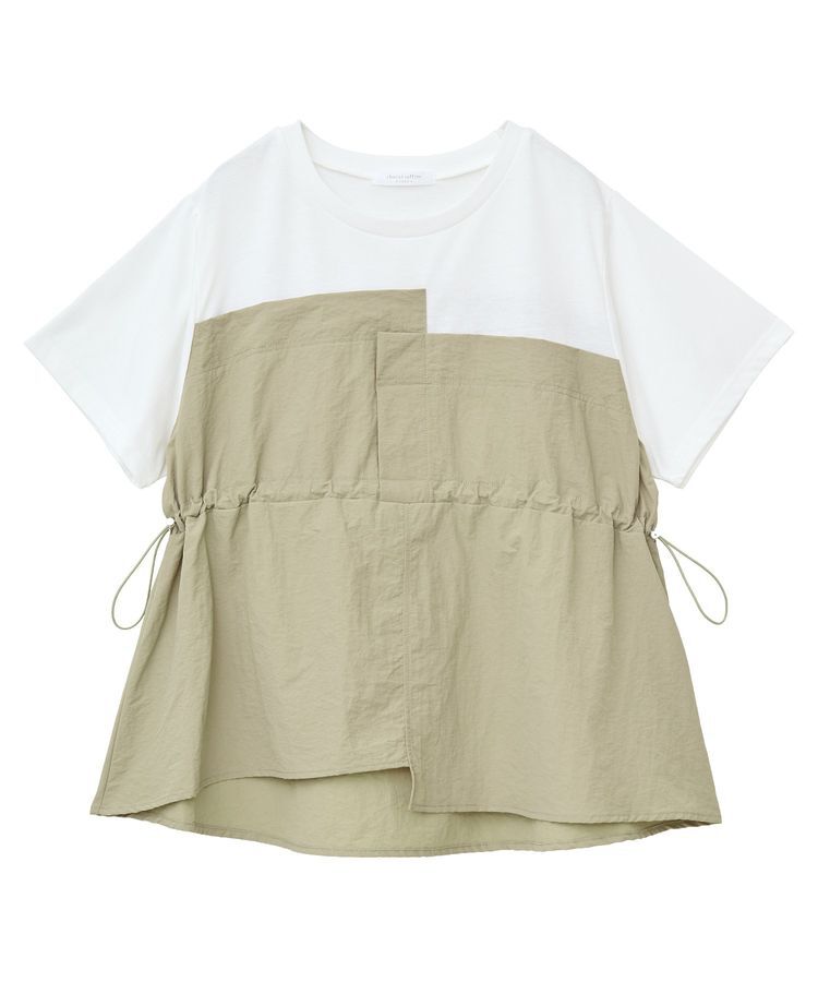 Green Parks「ビスチェドッキングドロスト5分袖プルオーバー」|Tシャツ・カットソー|