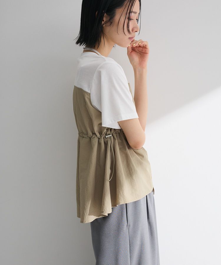 Green Parks「ビスチェドッキングドロスト5分袖プルオーバー」|Tシャツ・カットソー|