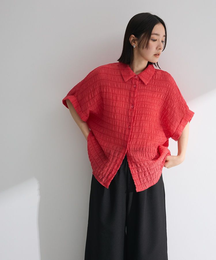 Green Parks「シアーシャーリングフレンチスリーブシャツ」|シャツ・ブラウス|Orange