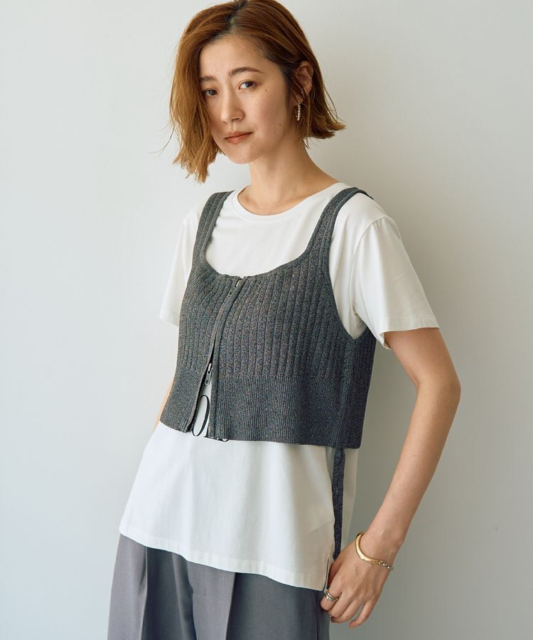 YECCA VECCA「ZIPニットビスチェ」|ニット・セーター|Silver